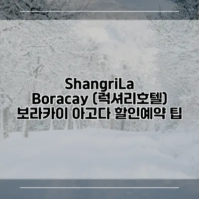 ShangriLa Boracay (럭셔리호텔) 보라카이 아고다 할인예약 팁