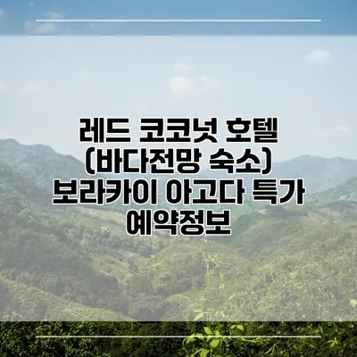 레드 코코넛 호텔 (바다전망 숙소) 보라카이 아고다 특가 예약정보