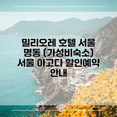 밀리오레 호텔 서울 명동 (가성비숙소) 서울 아고다 할인예약 안내