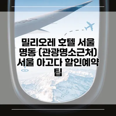 밀리오레 호텔 서울 명동 (관광명소근처) 서울 아고다 할인예약 팁