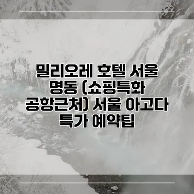 밀리오레 호텔 서울 명동 (쇼핑특화 공항근처) 서울 아고다 특가 예약팁
