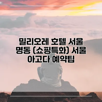밀리오레 호텔 서울 명동 (쇼핑특화) 서울 아고다 예약팁
