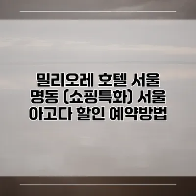 밀리오레 호텔 서울 명동 (쇼핑특화) 서울 아고다 할인 예약방법