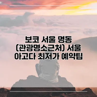보코 서울 명동 (관광명소근처) 서울 아고다 최저가 예약팁