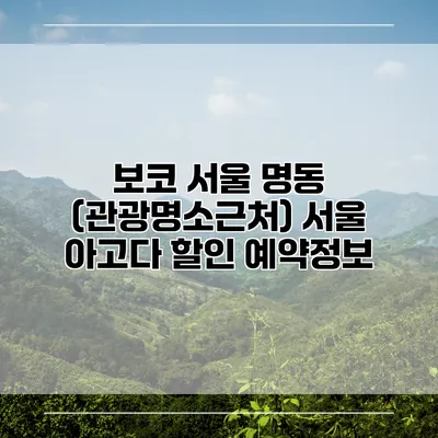 보코 서울 명동 (관광명소근처) 서울 아고다 할인 예약정보