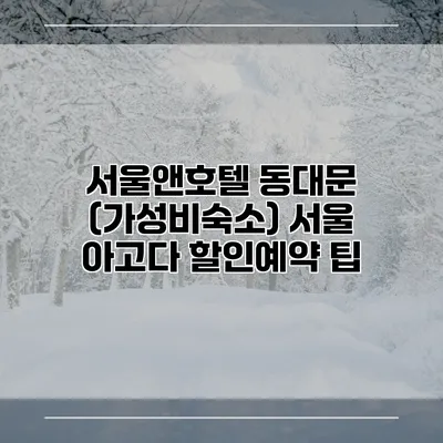서울앤호텔 동대문 (가성비숙소) 서울 아고다 할인예약 팁