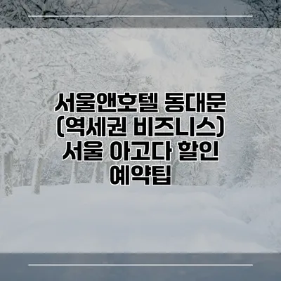 서울앤호텔 동대문 (역세권 비즈니스) 서울 아고다 할인 예약팁
