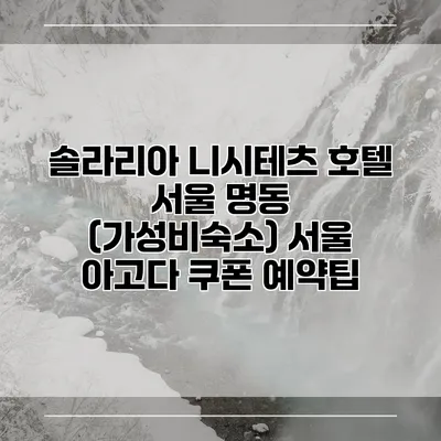 솔라리아 니시테츠 호텔 서울 명동 (가성비숙소) 서울 아고다 쿠폰 예약팁