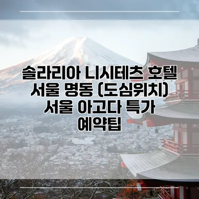 솔라리아 니시테츠 호텔 서울 명동 (도심위치) 서울 아고다 특가 예약팁