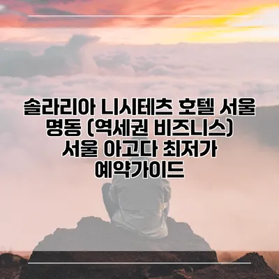 솔라리아 니시테츠 호텔 서울 명동 (역세권 비즈니스) 서울 아고다 최저가 예약가이드