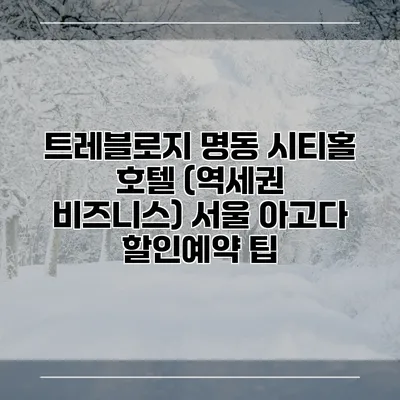 트레블로지 명동 시티홀 호텔 (역세권 비즈니스) 서울 아고다 할인예약 팁