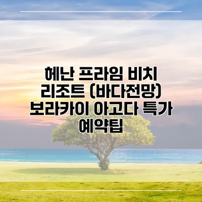 헤난 프라임 비치 리조트 (바다전망) 보라카이 아고다 특가 예약팁