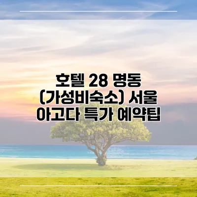 호텔 28 명동 (가성비숙소) 서울 아고다 특가 예약팁