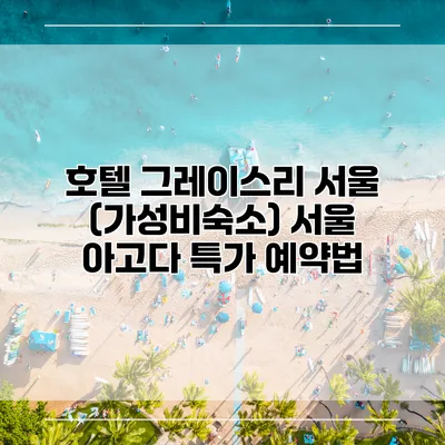 호텔 그레이스리 서울 (가성비숙소) 서울 아고다 특가 예약법