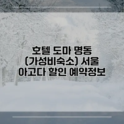 호텔 도마 명동 (가성비숙소) 서울 아고다 할인 예약정보