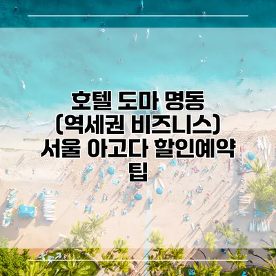 호텔 도마 명동 (역세권 비즈니스) 서울 아고다 할인예약 팁