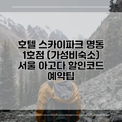 호텔 스카이파크 명동 1호점 (가성비숙소) 서울 아고다 할인코드 예약팁