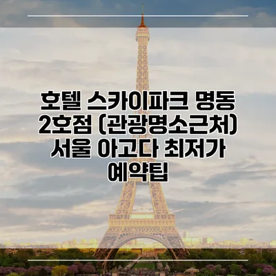 호텔 스카이파크 명동 2호점 (관광명소근처) 서울 아고다 최저가 예약팁