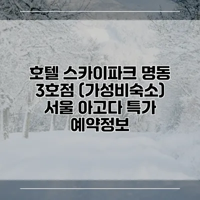 호텔 스카이파크 명동 3호점 (가성비숙소) 서울 아고다 특가 예약정보