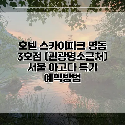 호텔 스카이파크 명동 3호점 (관광명소근처) 서울 아고다 특가 예약방법