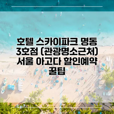 호텔 스카이파크 명동 3호점 (관광명소근처) 서울 아고다 할인예약 꿀팁