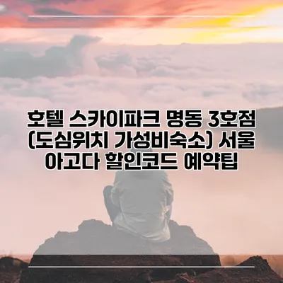 호텔 스카이파크 명동 3호점 (도심위치 가성비숙소) 서울 아고다 할인코드 예약팁