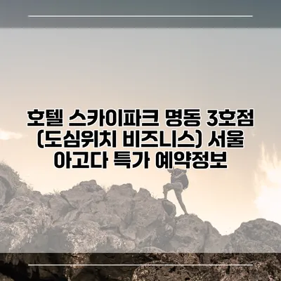 호텔 스카이파크 명동 3호점 (도심위치 비즈니스) 서울 아고다 특가 예약정보