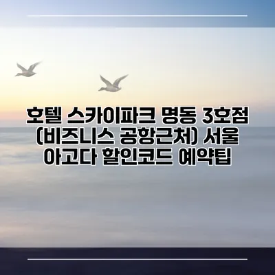 호텔 스카이파크 명동 3호점 (비즈니스 공항근처) 서울 아고다 할인코드 예약팁