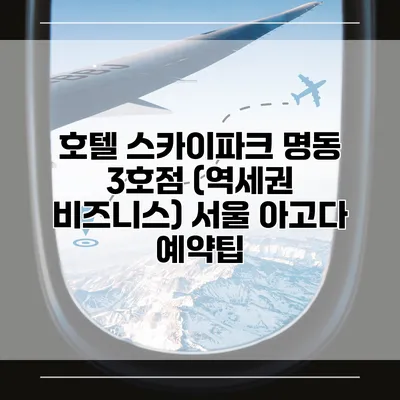 호텔 스카이파크 명동 3호점 (역세권 비즈니스) 서울 아고다 예약팁