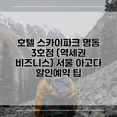 호텔 스카이파크 명동 3호점 (역세권 비즈니스) 서울 아고다 할인예약 팁