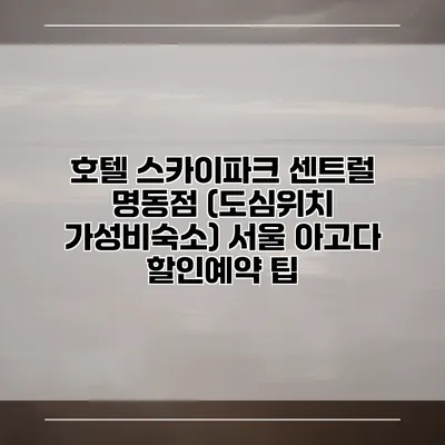 호텔 스카이파크 센트럴 명동점 (도심위치 가성비숙소) 서울 아고다 할인예약 팁