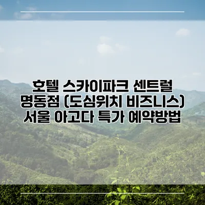 호텔 스카이파크 센트럴 명동점 (도심위치 비즈니스) 서울 아고다 특가 예약방법