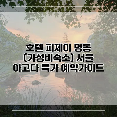 호텔 피제이 명동 (가성비숙소) 서울 아고다 특가 예약가이드