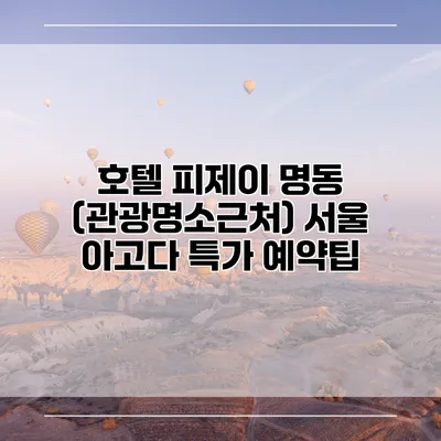 호텔 피제이 명동 (관광명소근처) 서울 아고다 특가 예약팁
