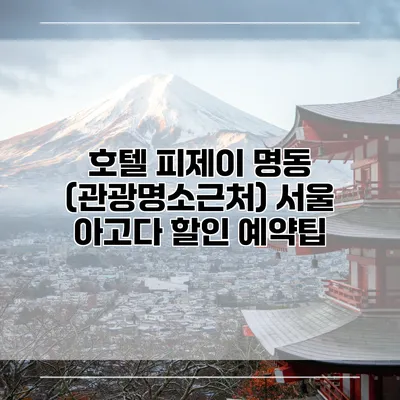호텔 피제이 명동 (관광명소근처) 서울 아고다 할인 예약팁