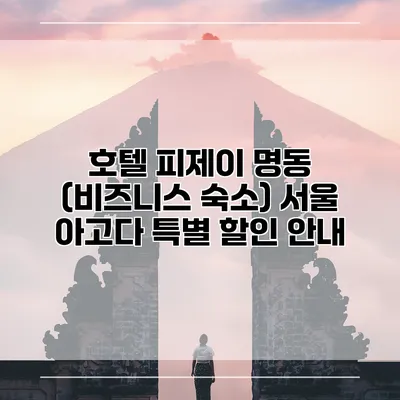 호텔 피제이 명동 (비즈니스 숙소) 서울 아고다 특별 할인 안내