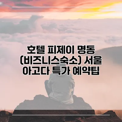 호텔 피제이 명동 (비즈니스숙소) 서울 아고다 특가 예약팁